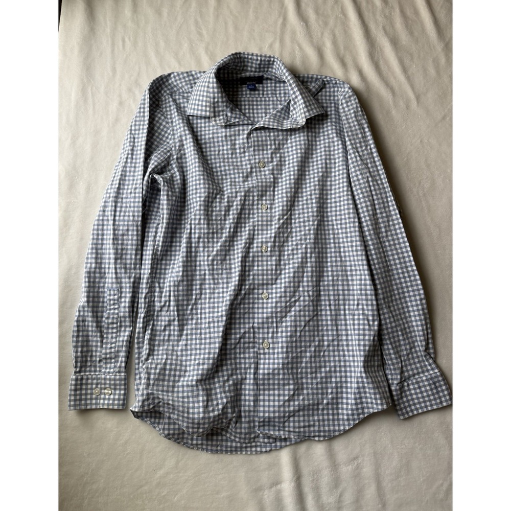 Apt 9 Men's Shirt Slim Fit Premier Flex Plaid Blue Size S 14-141/2 32 33